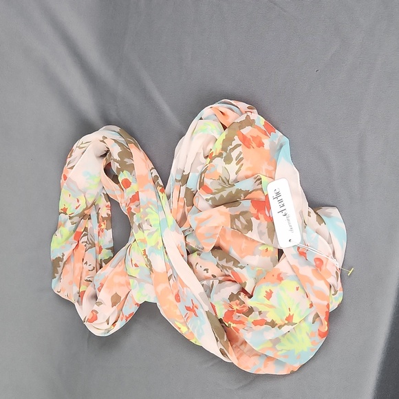 NWT- Charming Charlie Infinity Scarf - Coral/Foral Print - Picture 1 of 3
